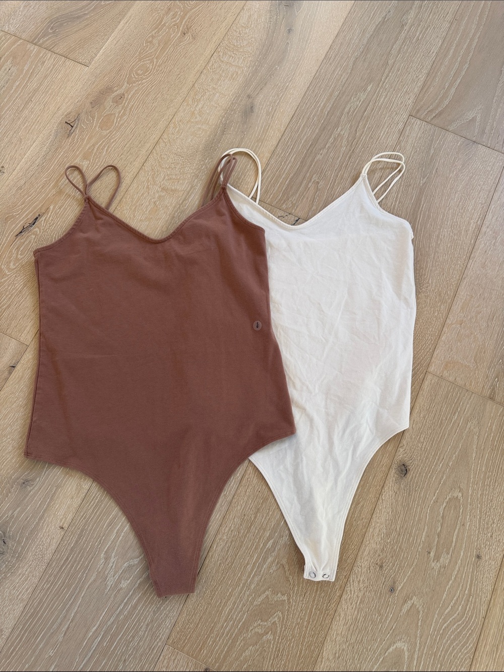 American Eagle Outfitters Brown and White Spaghetti Strap Bodysuit Set